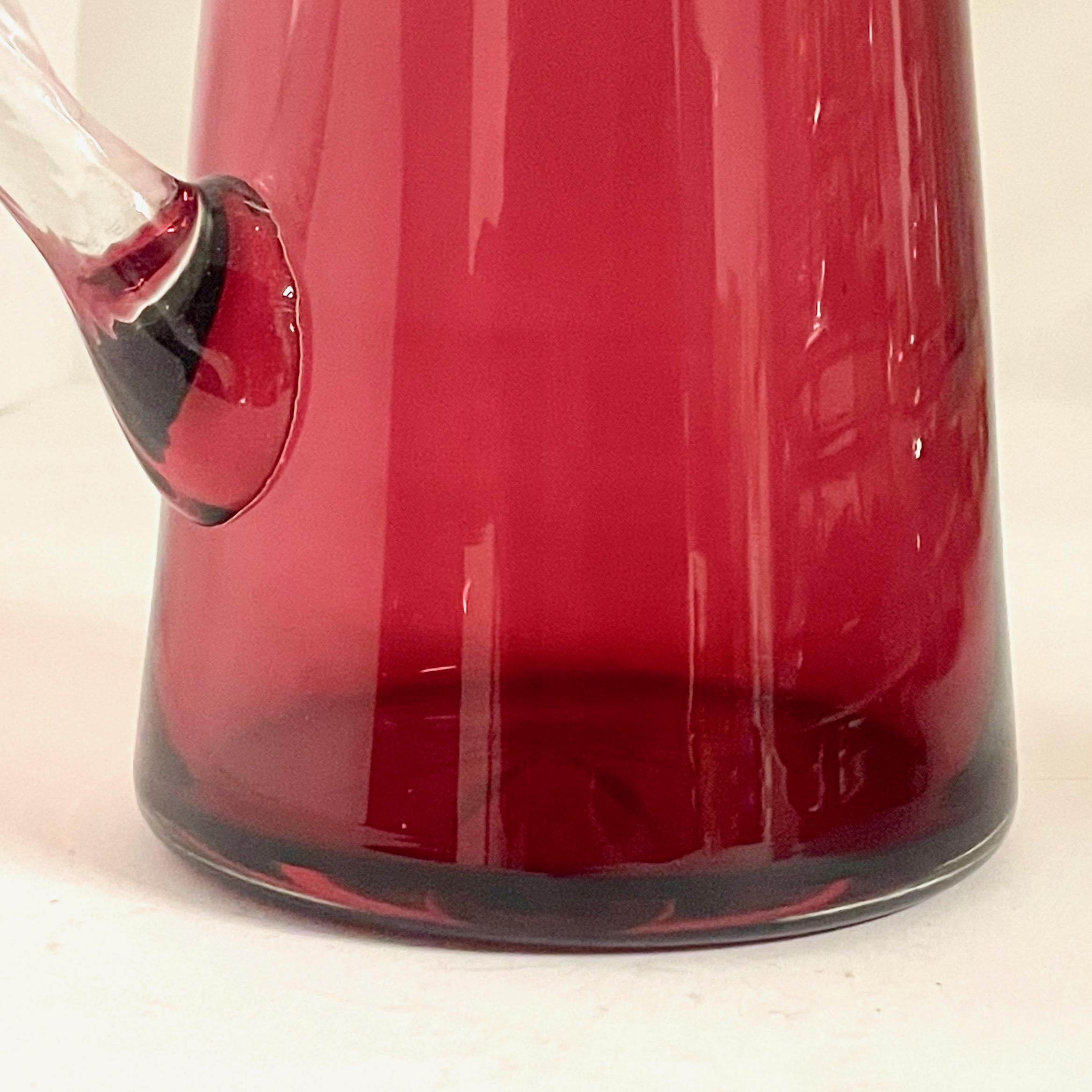 Cranberry Glass Jug by Heath & Middleton, 1907 For Sale 2