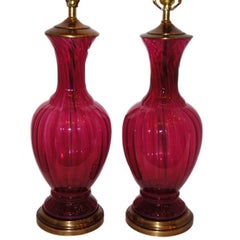 Vintage Cranberry Red Glass Lamps