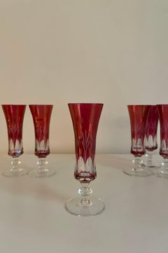 Vintage Cranberry Ribbed Cups