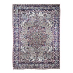 Cranberry Shades Antique Persian Kerman Shah Faces and Dragons Good Condition