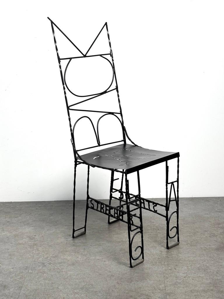 Post-Modern Cranbrook Artist Made Pop Art Chair Sculpture in Black Welded Steel