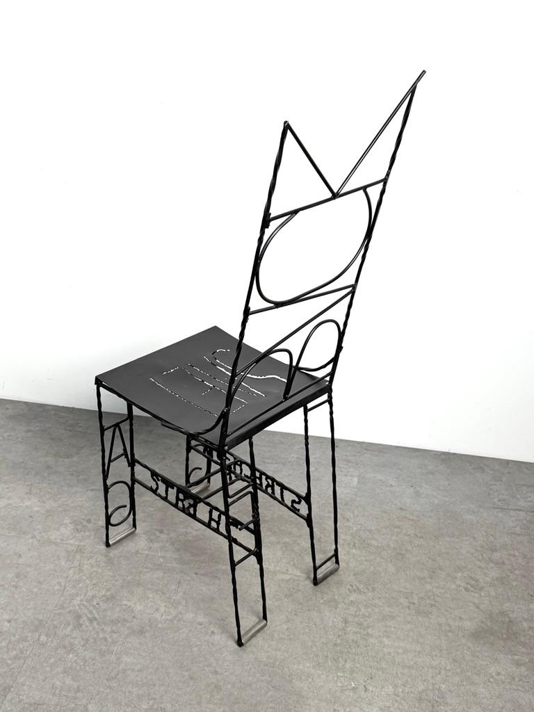 Cranbrook Artist Made Pop Art Chair Sculpture in Black Welded Steel In Good Condition In Troy, MI
