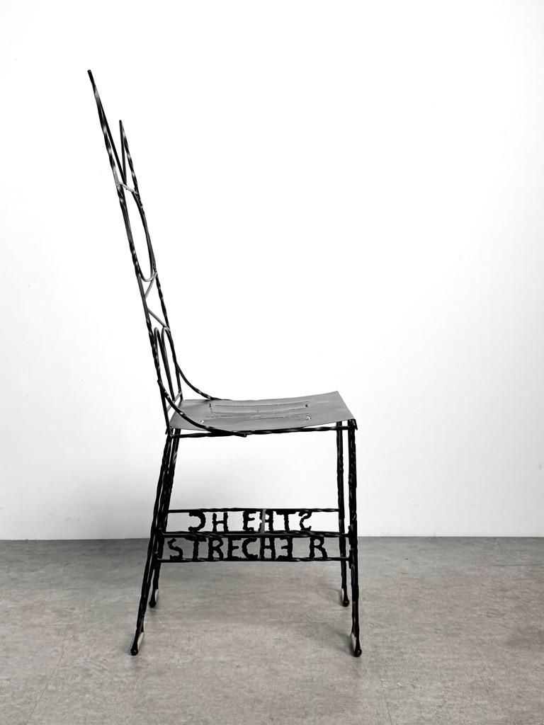 20th Century Cranbrook Artist Made Pop Art Chair Sculpture in Black Welded Steel