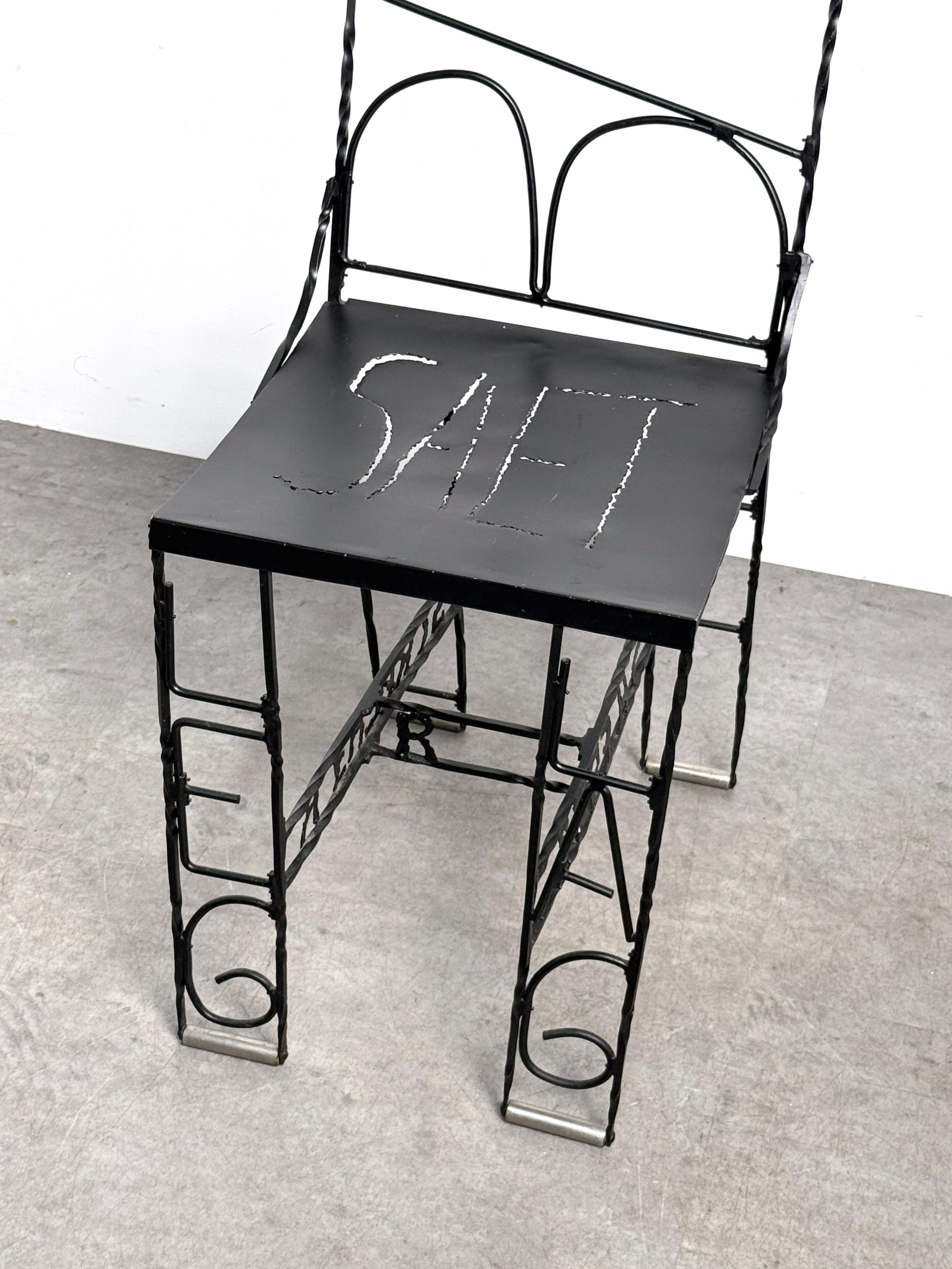 Cranbrook Artist Made Pop Art Chair Sculpture in Black Welded Steel 1