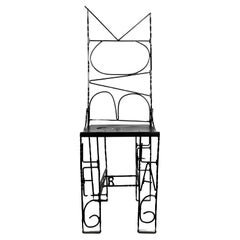 Used Cranbrook Artist Made Pop Art Chair Sculpture in Black Welded Steel