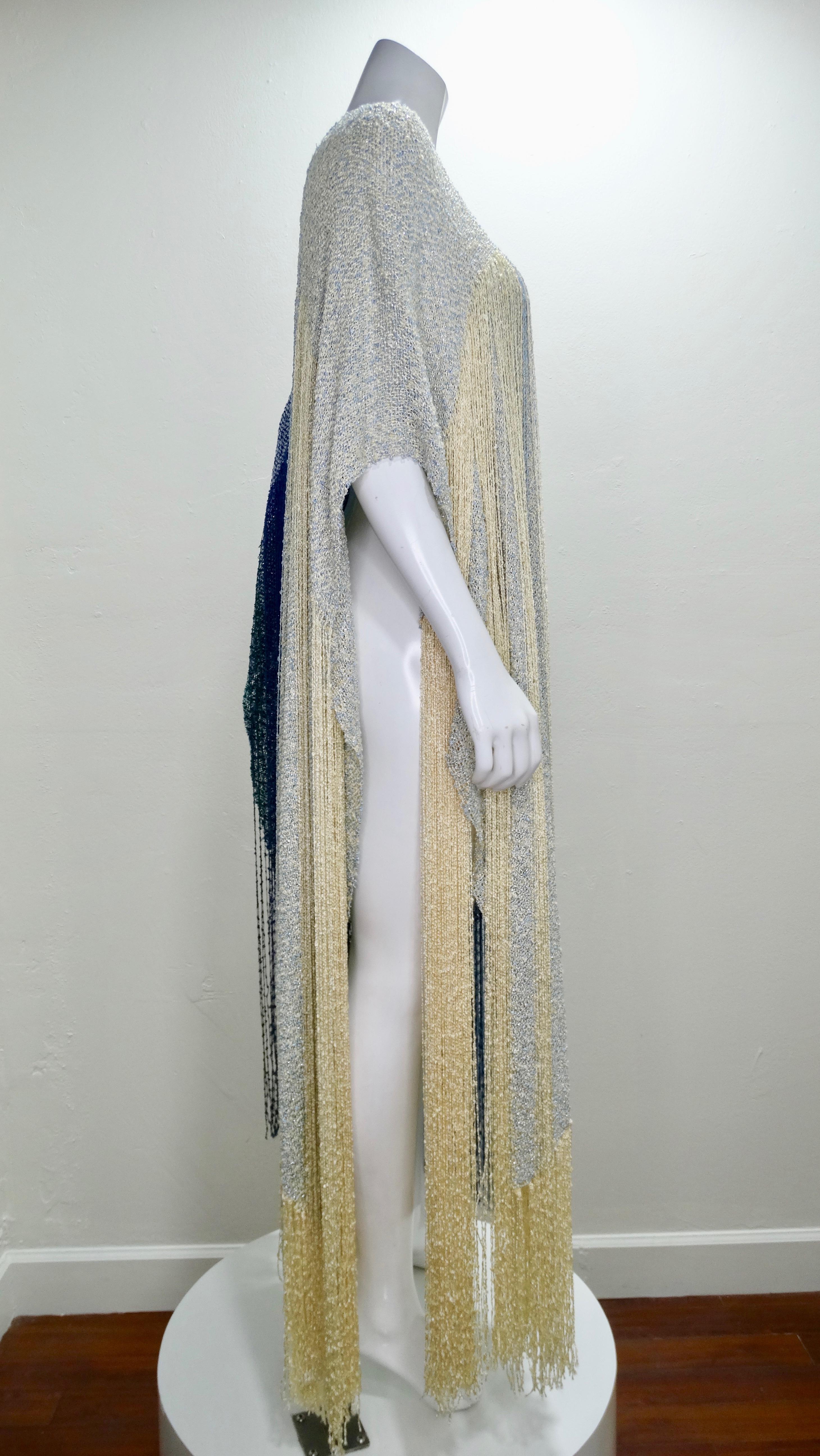 Crane Day Hand Weaver 1990s Ombre Cocktail Poncho For Sale 3
