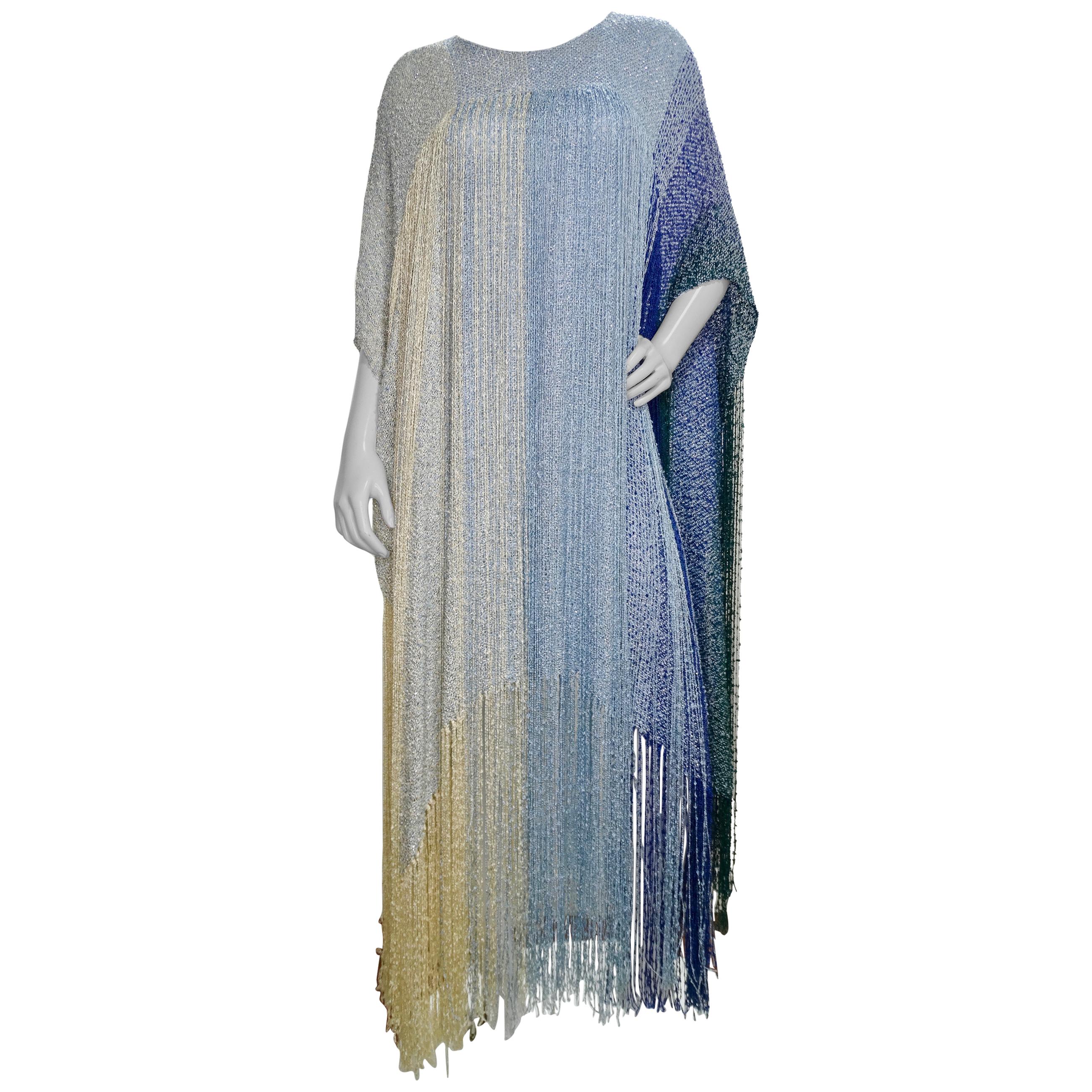 Crane Day Hand Weaver 1990s Ombre Cocktail Poncho 