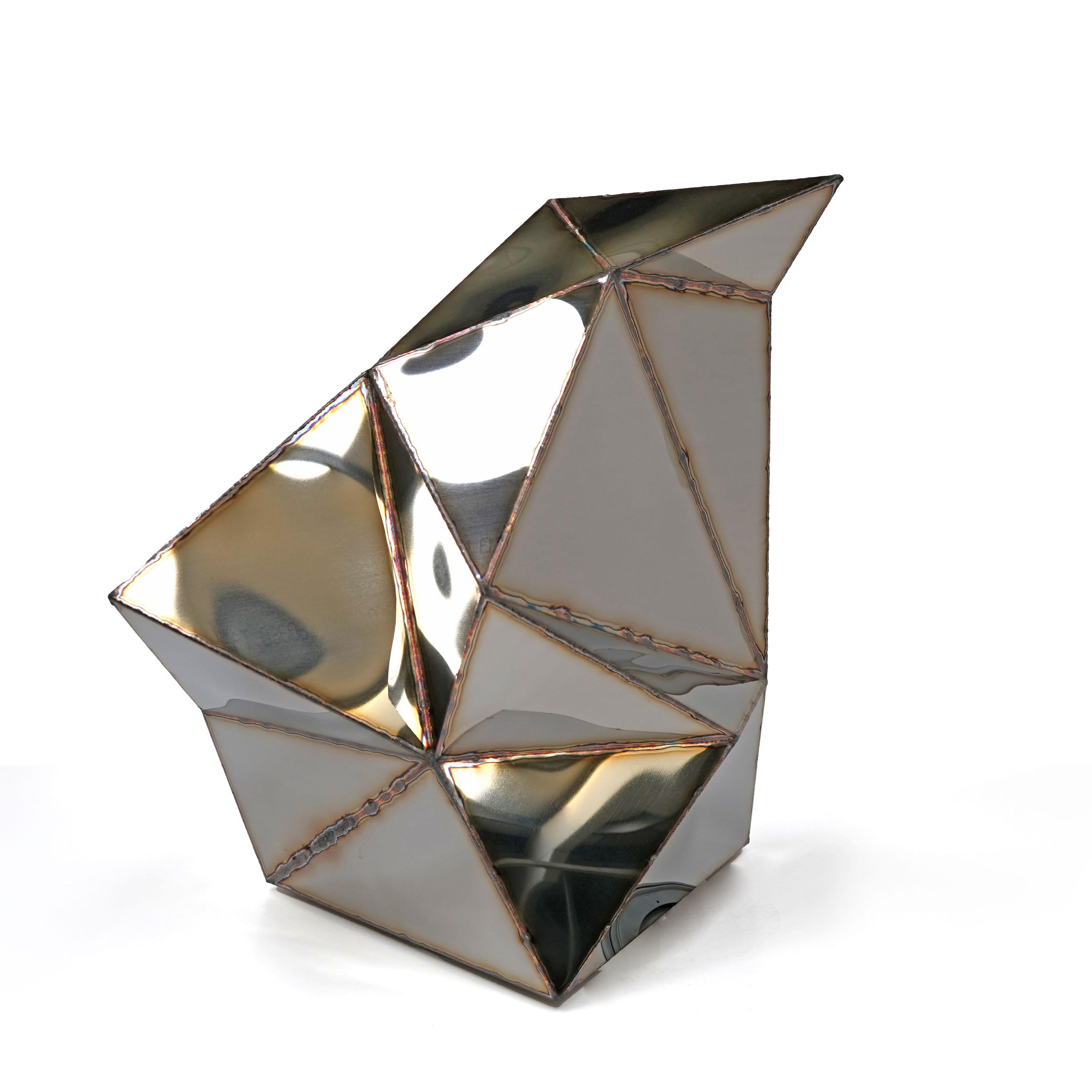 Kranich-Skulptur aus geschweißtem, spiegelpoliertem Edelstahl von Julian Mayor im Angebot 3