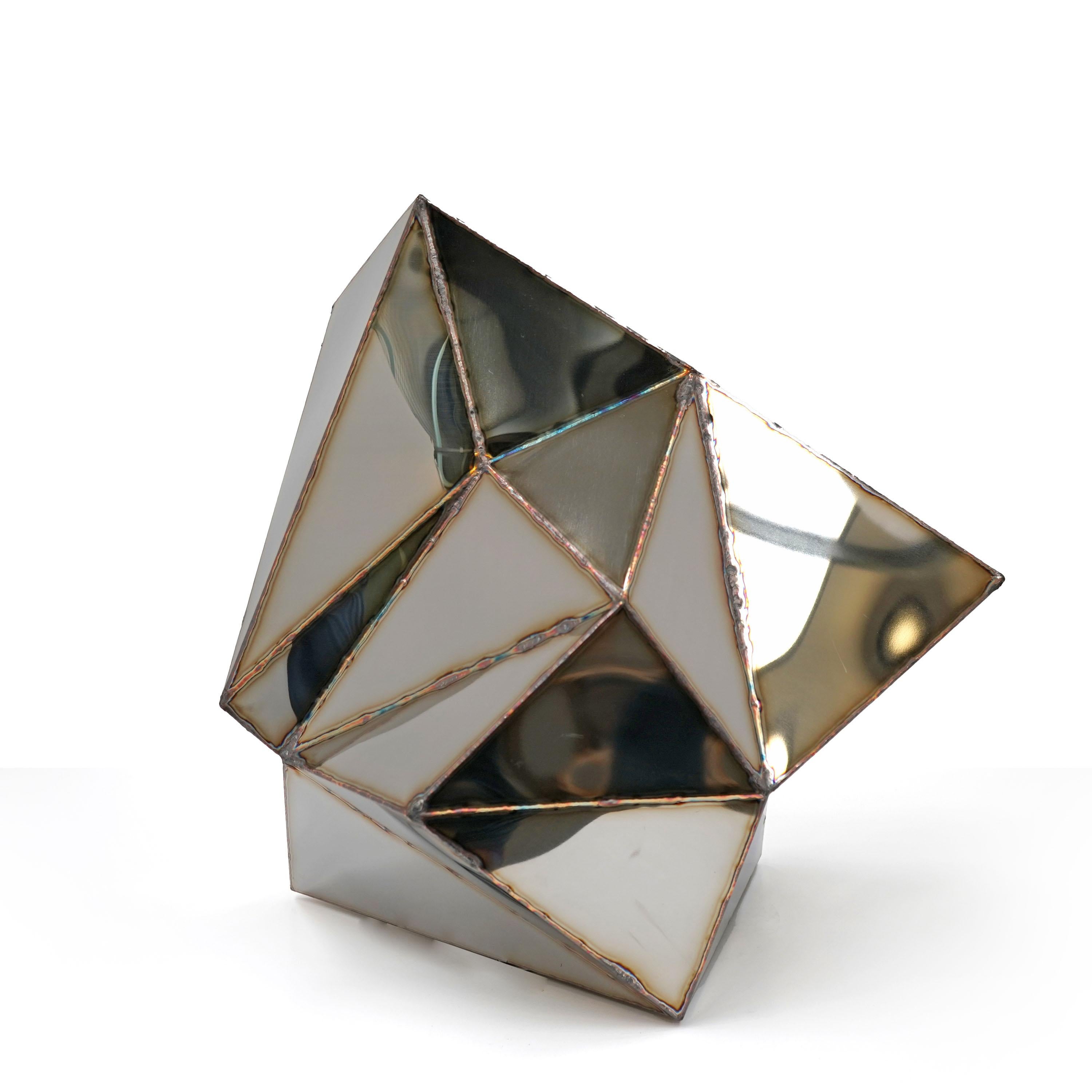 Kranich-Skulptur aus geschweißtem, spiegelpoliertem Edelstahl von Julian Mayor im Angebot 1