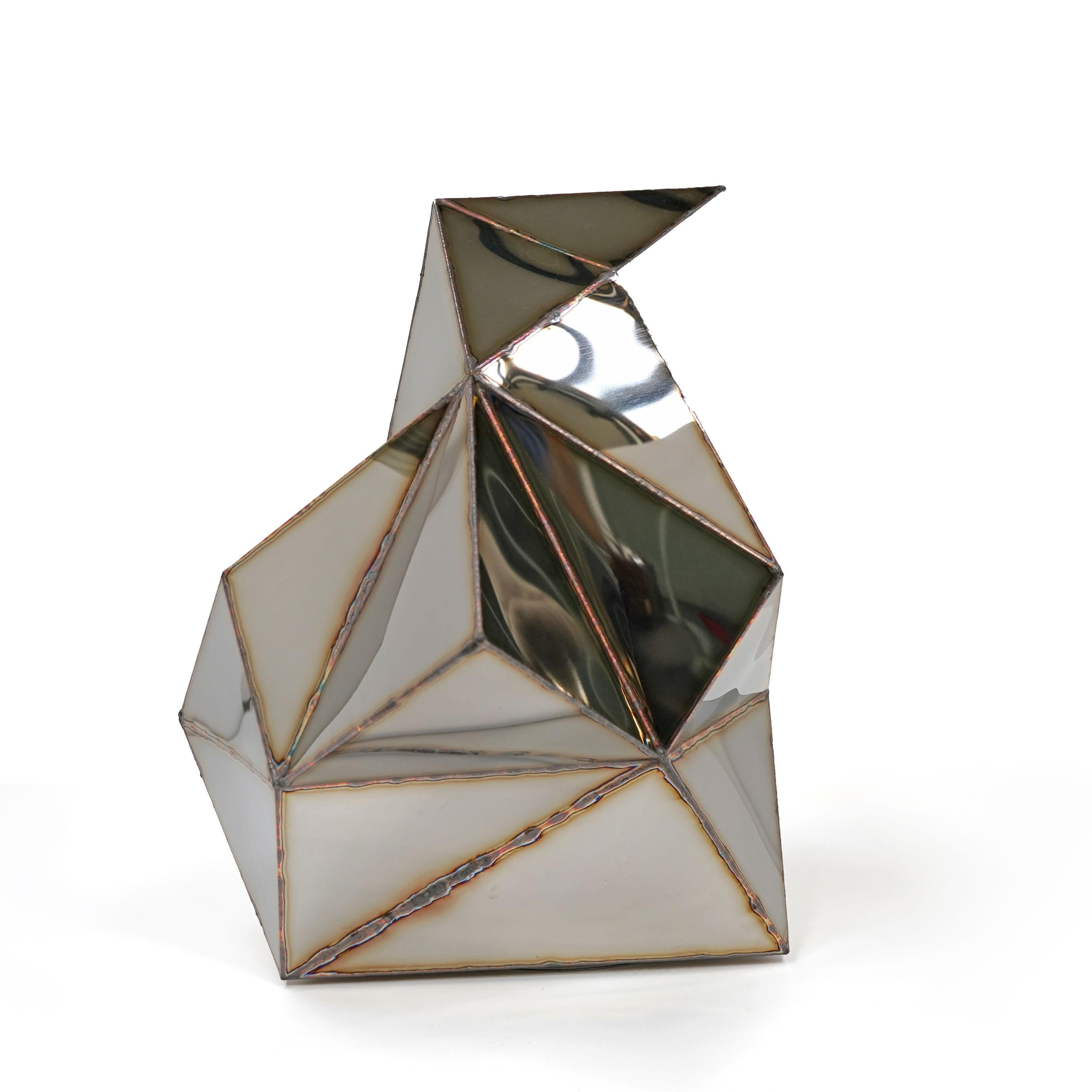 Kranich-Skulptur aus geschweißtem, spiegelpoliertem Edelstahl von Julian Mayor im Angebot 2