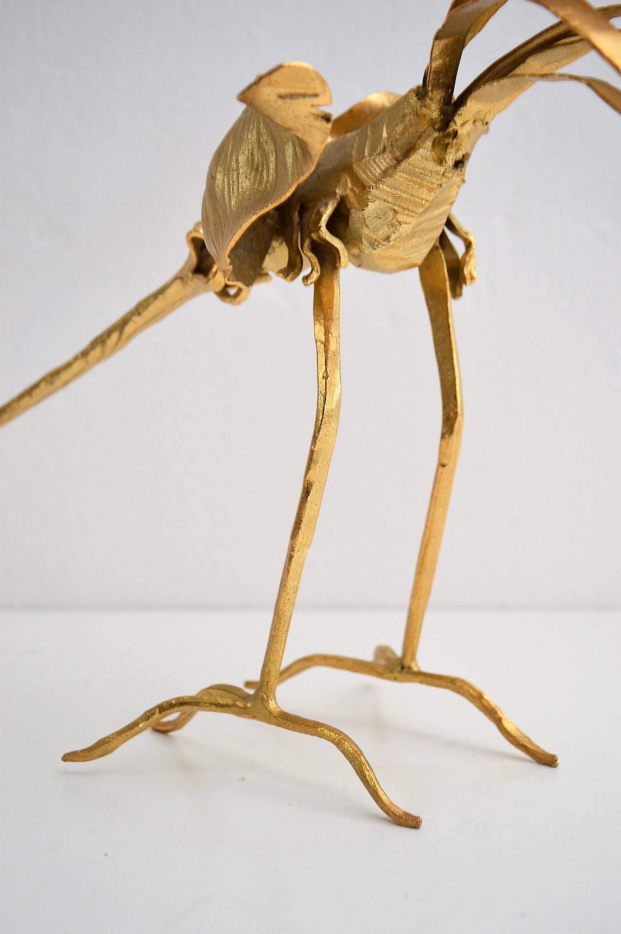 Crane Sculpture of Gilt Wrought Iron by Salvino Marsura, 1960s 6