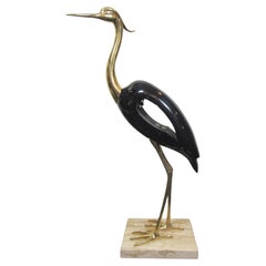 Crane Sculpture with Brass