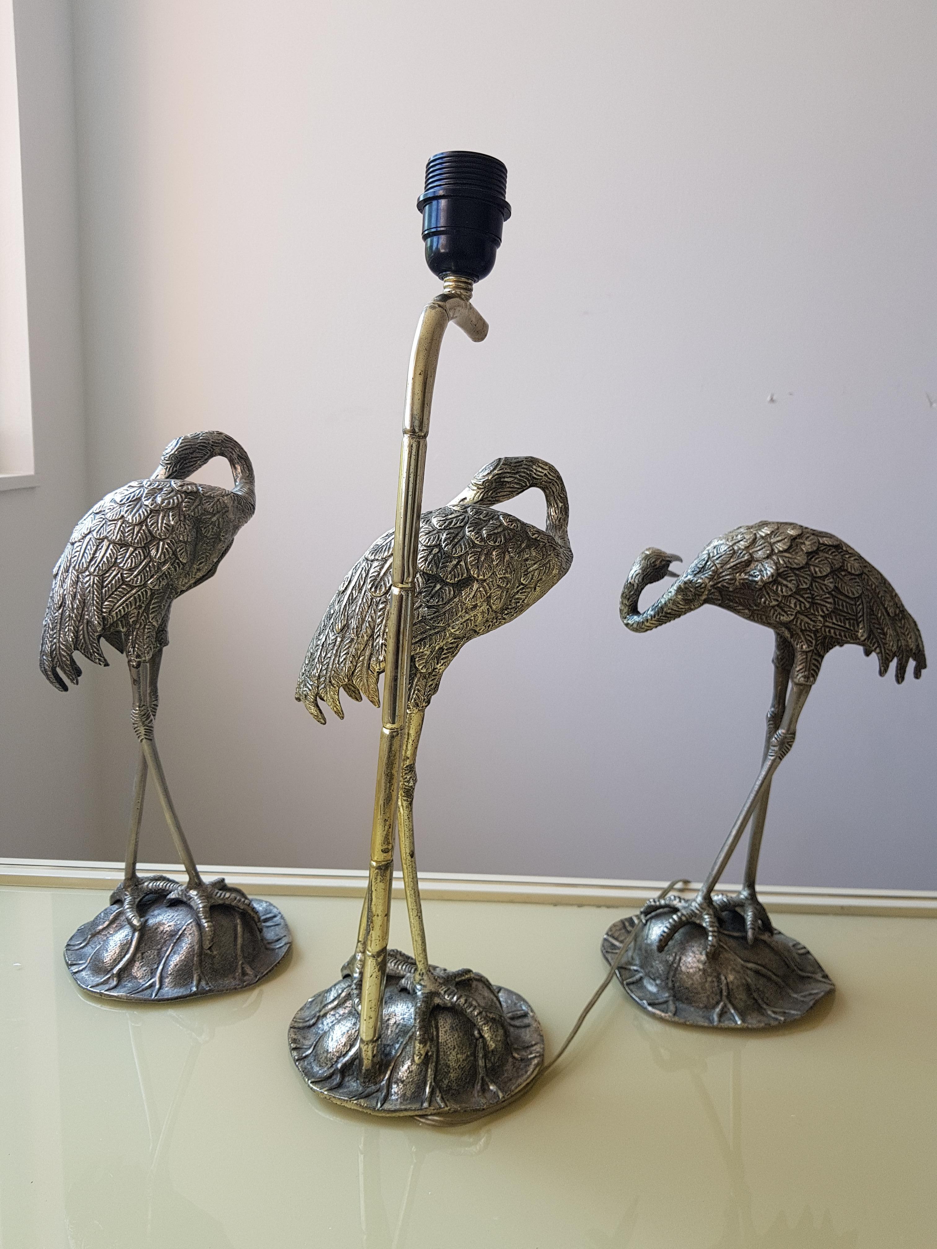 French Crane Table Lamp by Maison Jansen