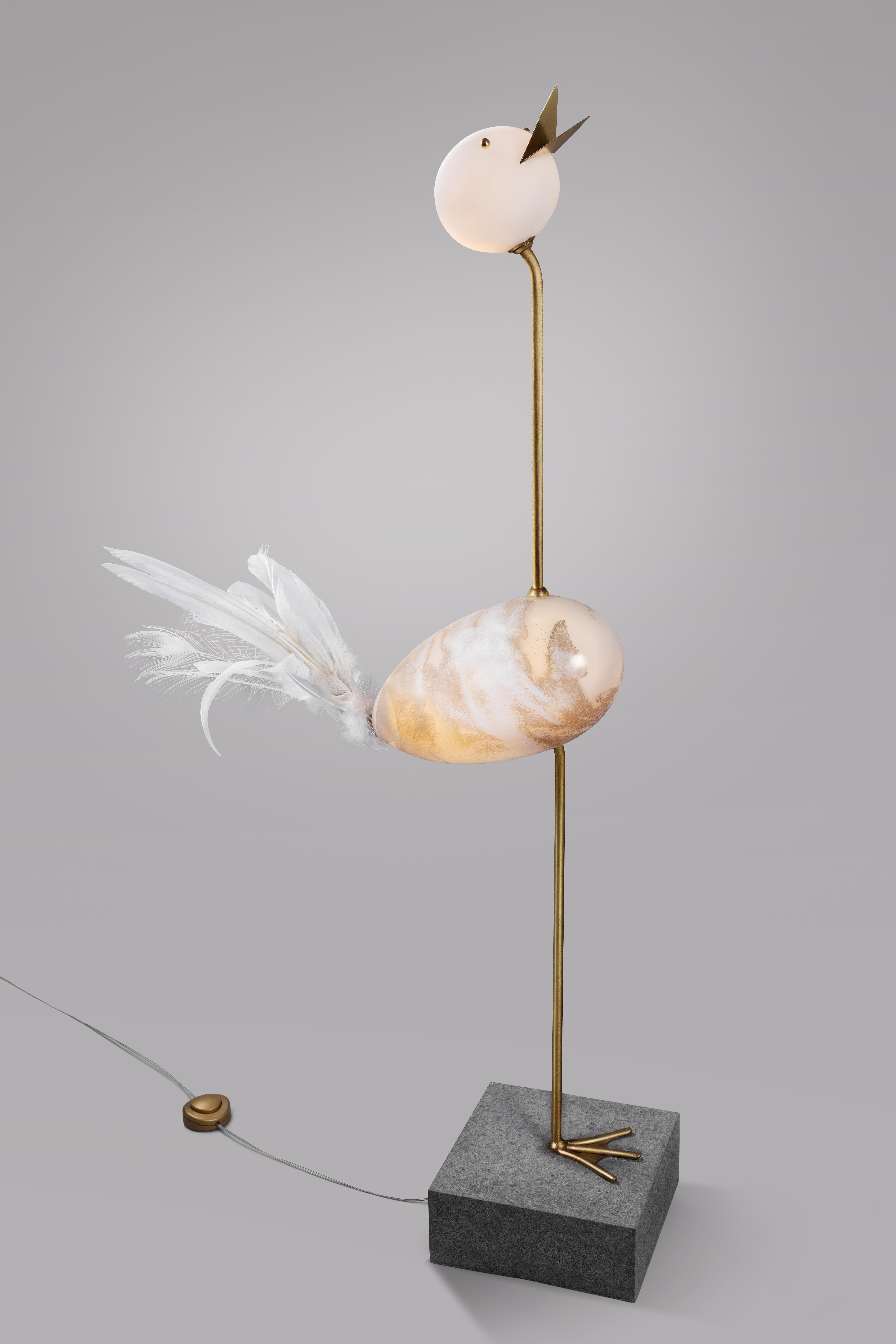 French Crane, Unique Floor Lamp Sculpture, Ludovic Clément d’armont