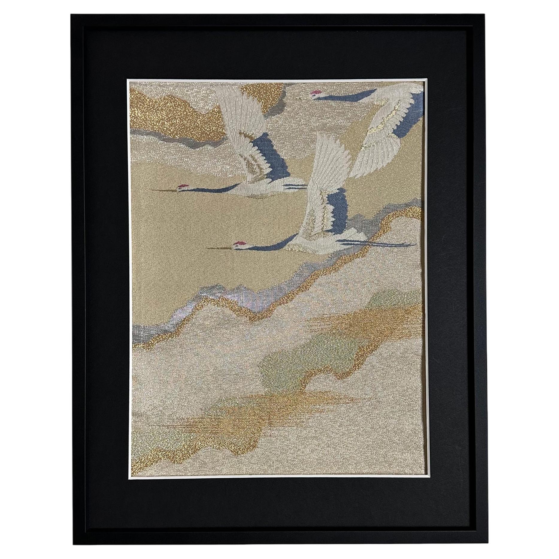 "Crane
s Feathered Dance" by Kimono-Couture, Kimono Art / Japanese Art For Sale