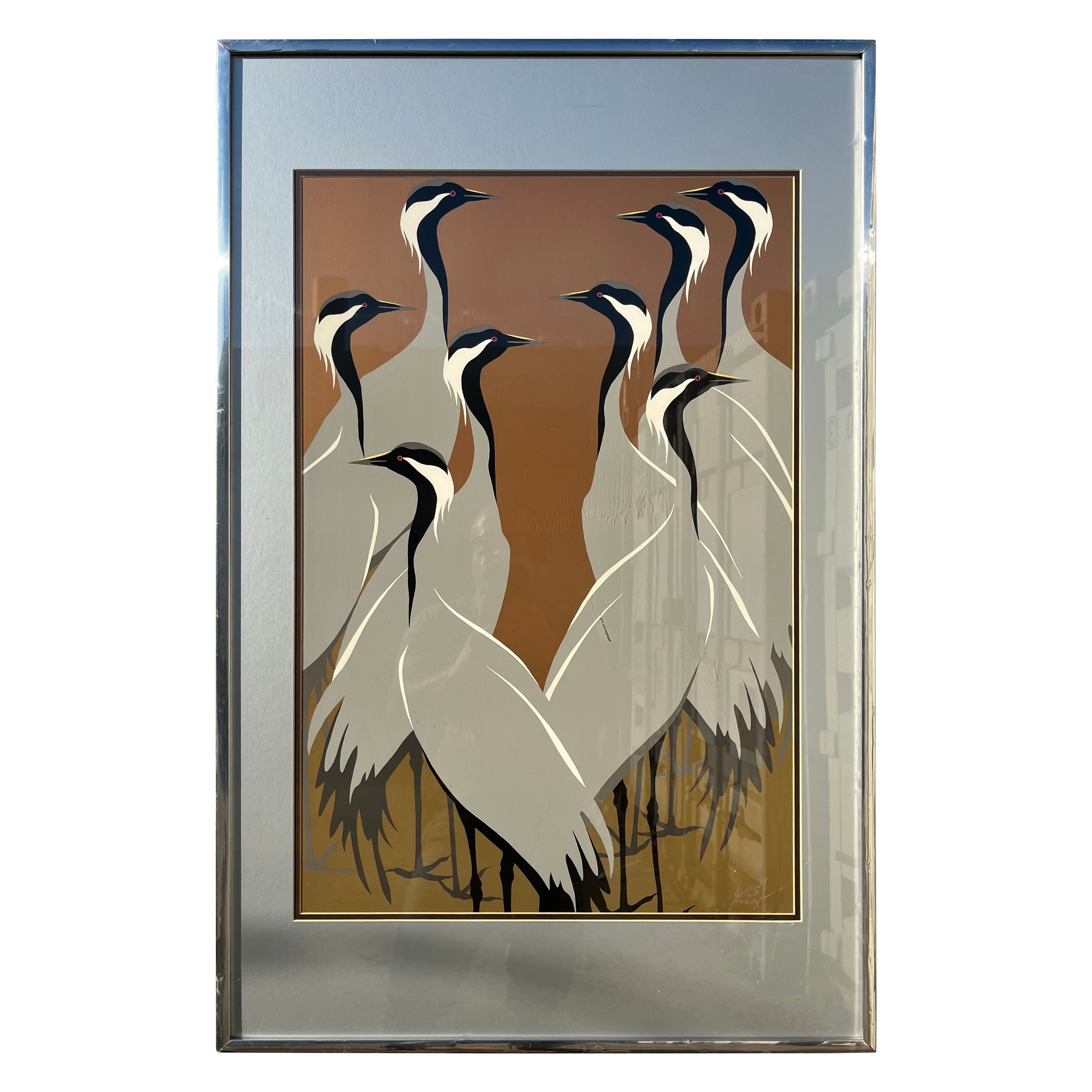 "Cranes" Gravure d
Art Originale Encadrée Signée par l
Artiste Américain Tom Taylor en vente