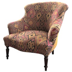Crapaud Chair with Fabric from Pedroso & Osorio and Antique Suzani Fabric