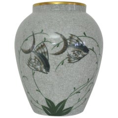 Vase en porcelaine à glaçure craquelée, Lyngby Porcelain, années 1930-1940