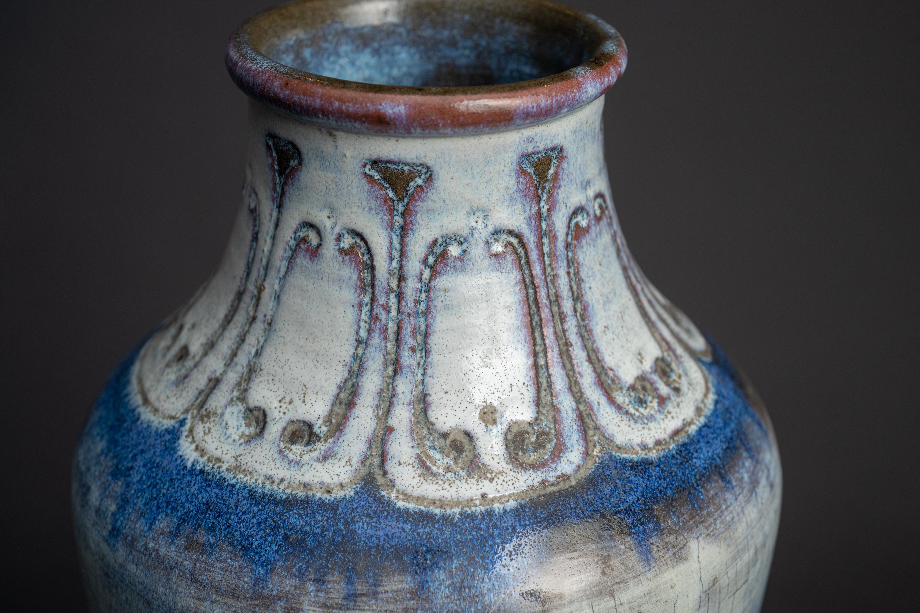 Art Nouveau Craquelure Stoneware Vase by Auguste Delaherche In Excellent Condition For Sale In Chicago, US