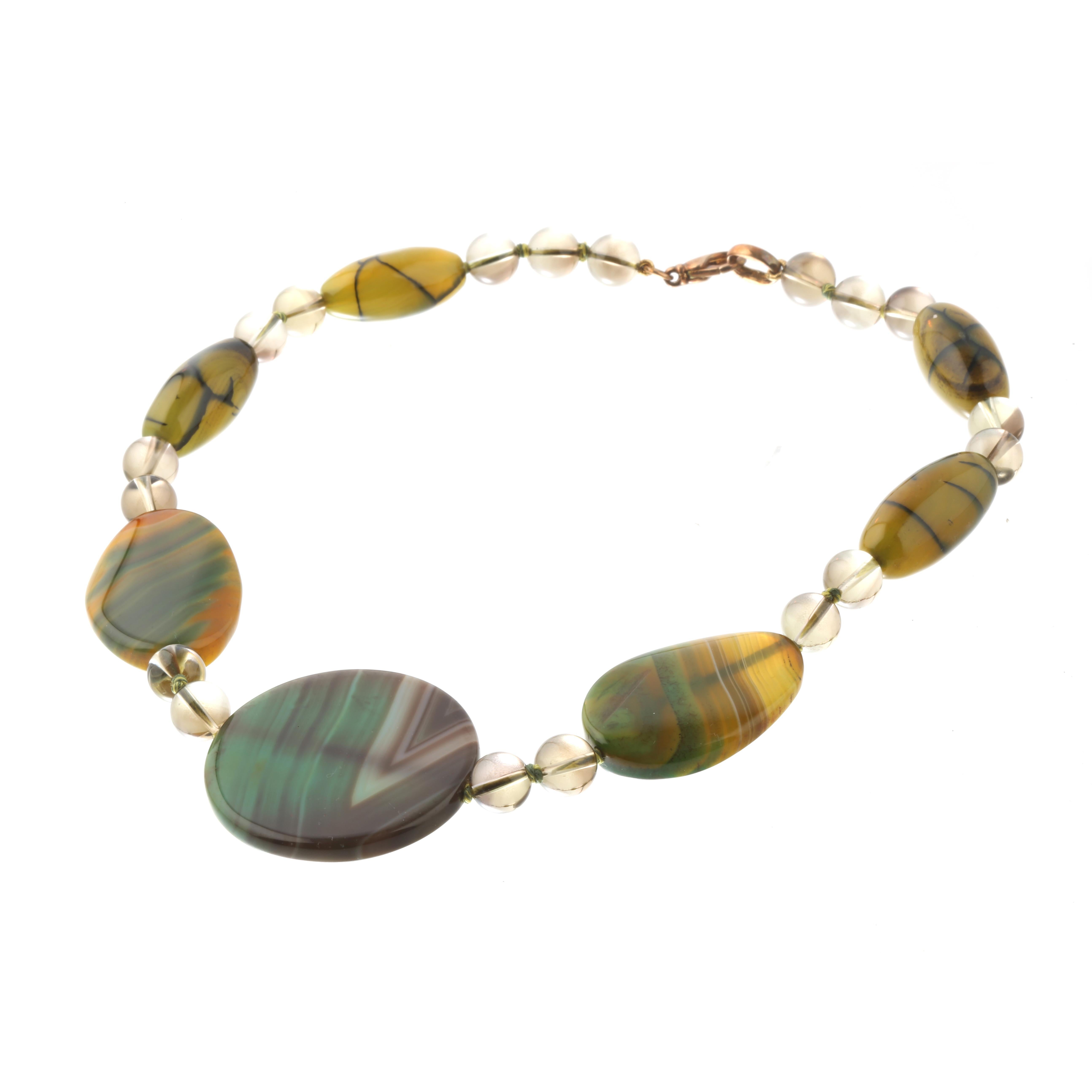 Crash Agata Limone Citrino Estate Collana Boho Chic con perline in argento Intini Jewels In condizioni Nuovo in vendita a Milano, IT