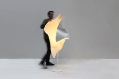 Crash Albus Floor Lamp, White Sculptural Metal