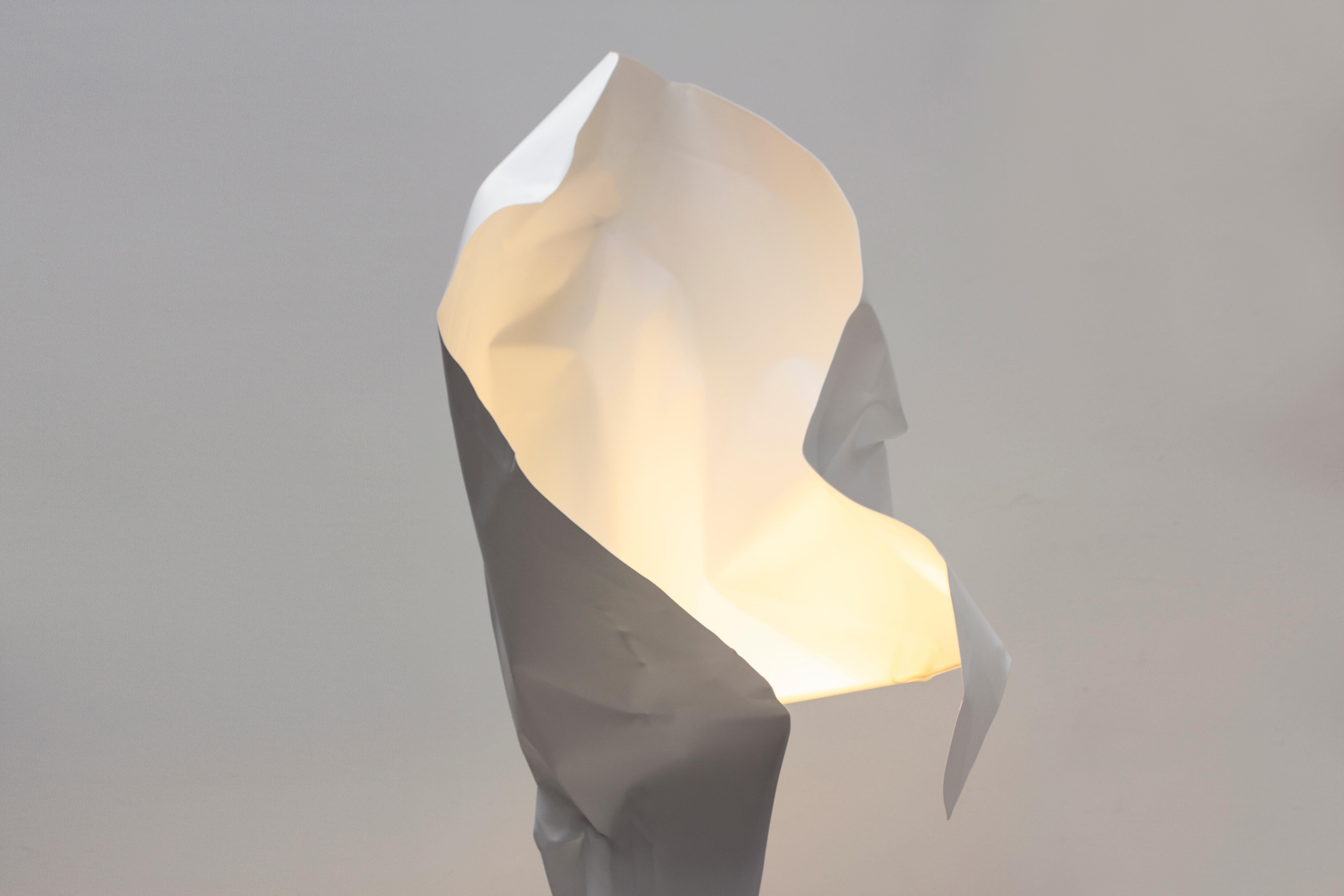 Modern Crash Albus Floor Lamp, White Sculptural Metal For Sale