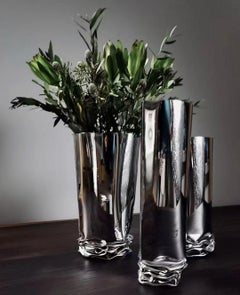 Crash Vase Polished Stainless Steel Silver Color by Zieta