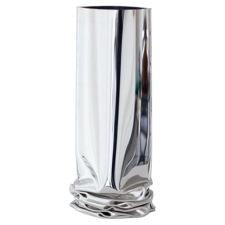 Crash Vase Polished Stainless Steel Silver Color by Zieta For Sale