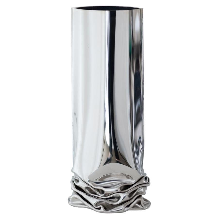 Crash Vase Polished Stainless Steel Silver Color by Zieta For Sale