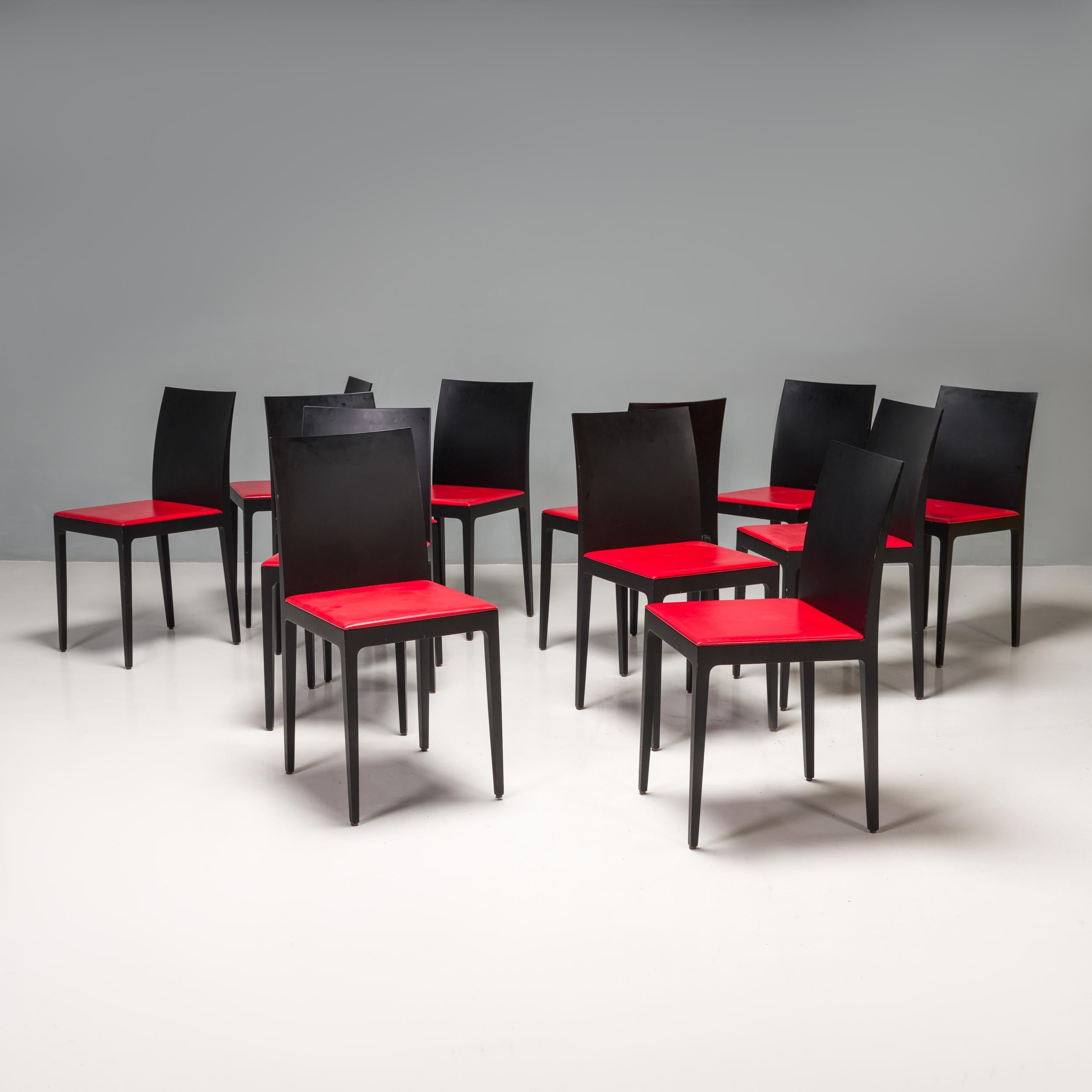 Italian Crassevig by Ludovica & Roberto Palomba Anna R Black Oak Dining Chairs Set of 12 For Sale