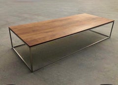Crate and Barrel Large Walnut Frame Coffee Table