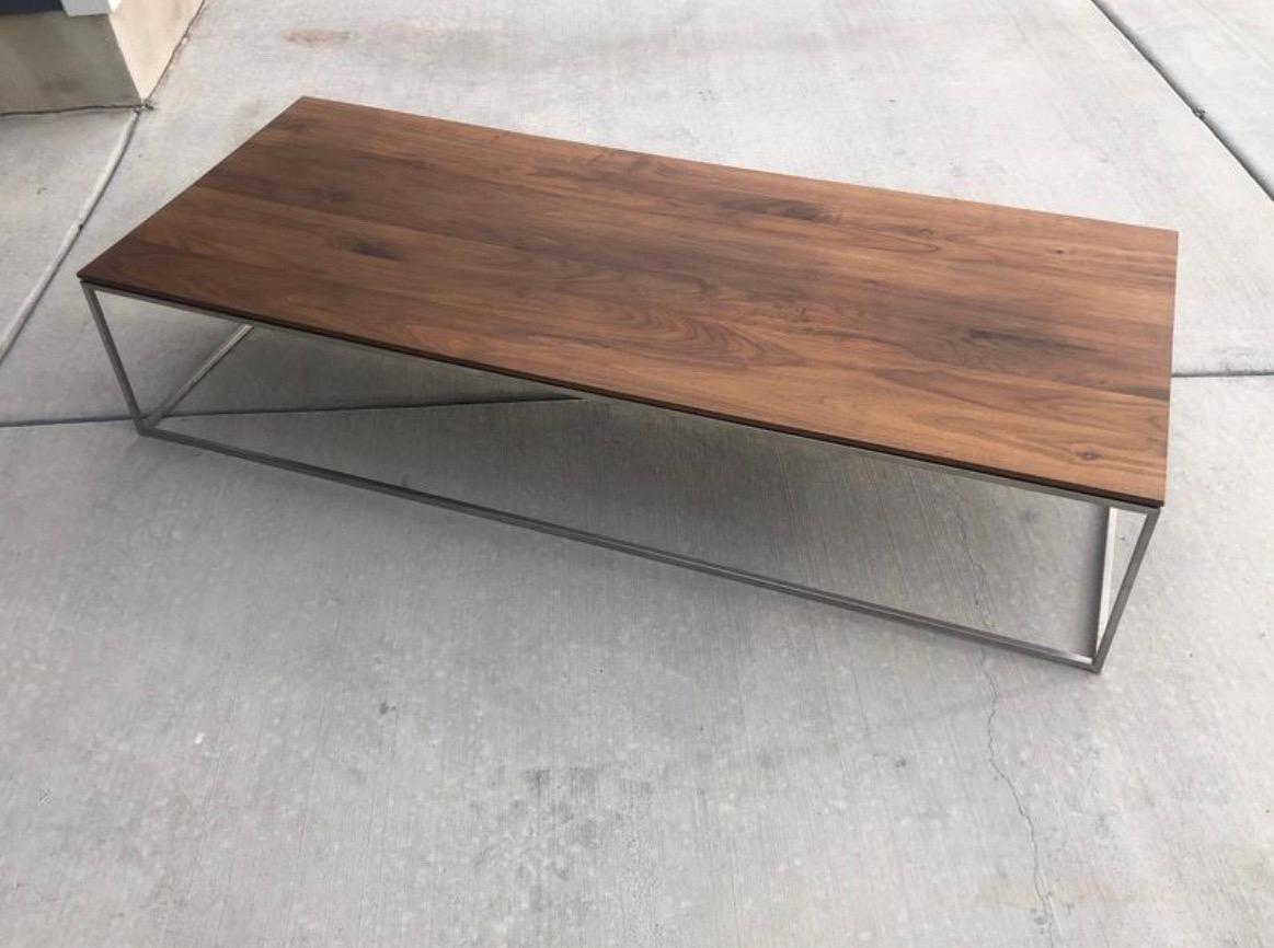 Organic Modern Crate and Barrel Large Walnut Frame Coffee Table
