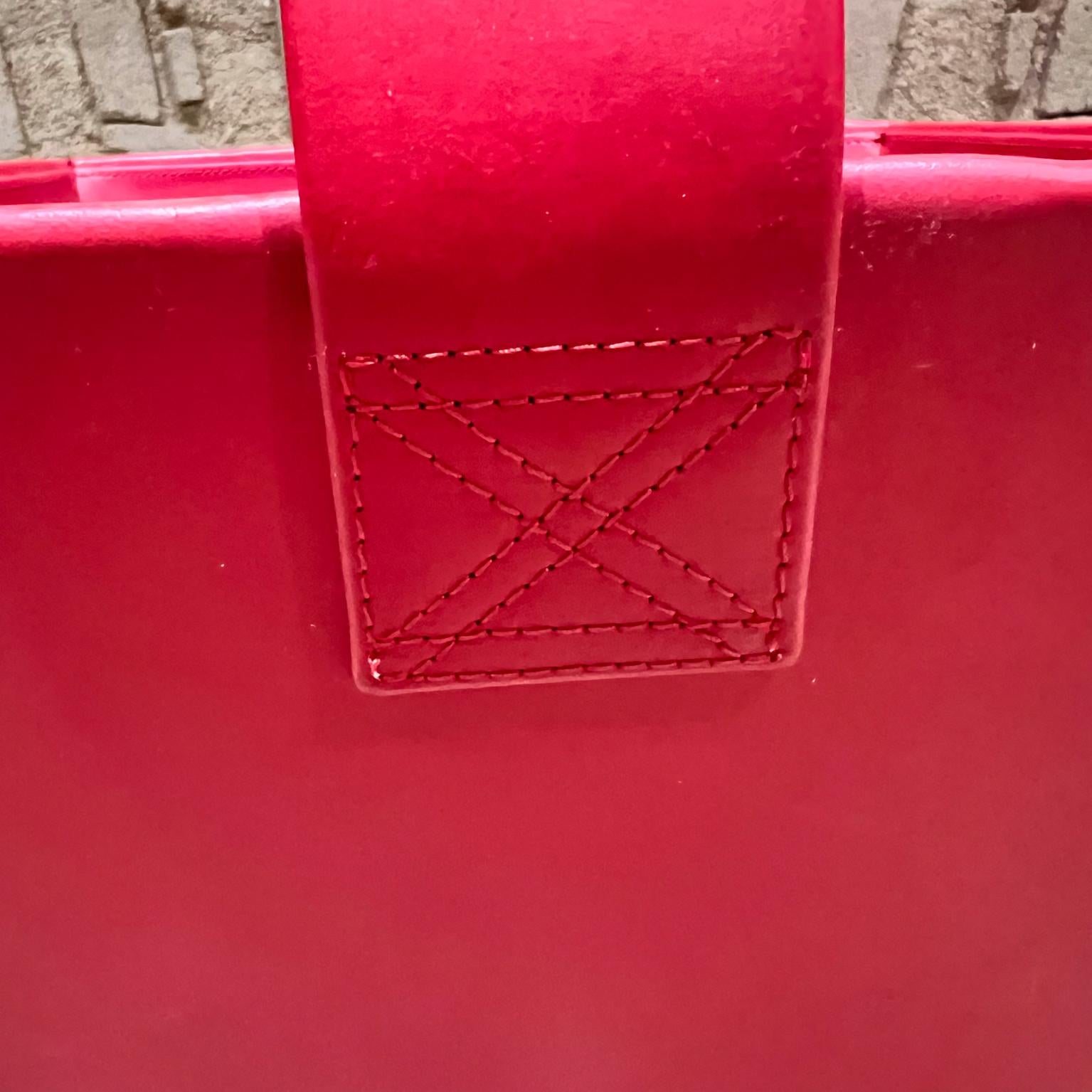 Crate & Barrel Modern Red Leather Basket Magazine Tote 1