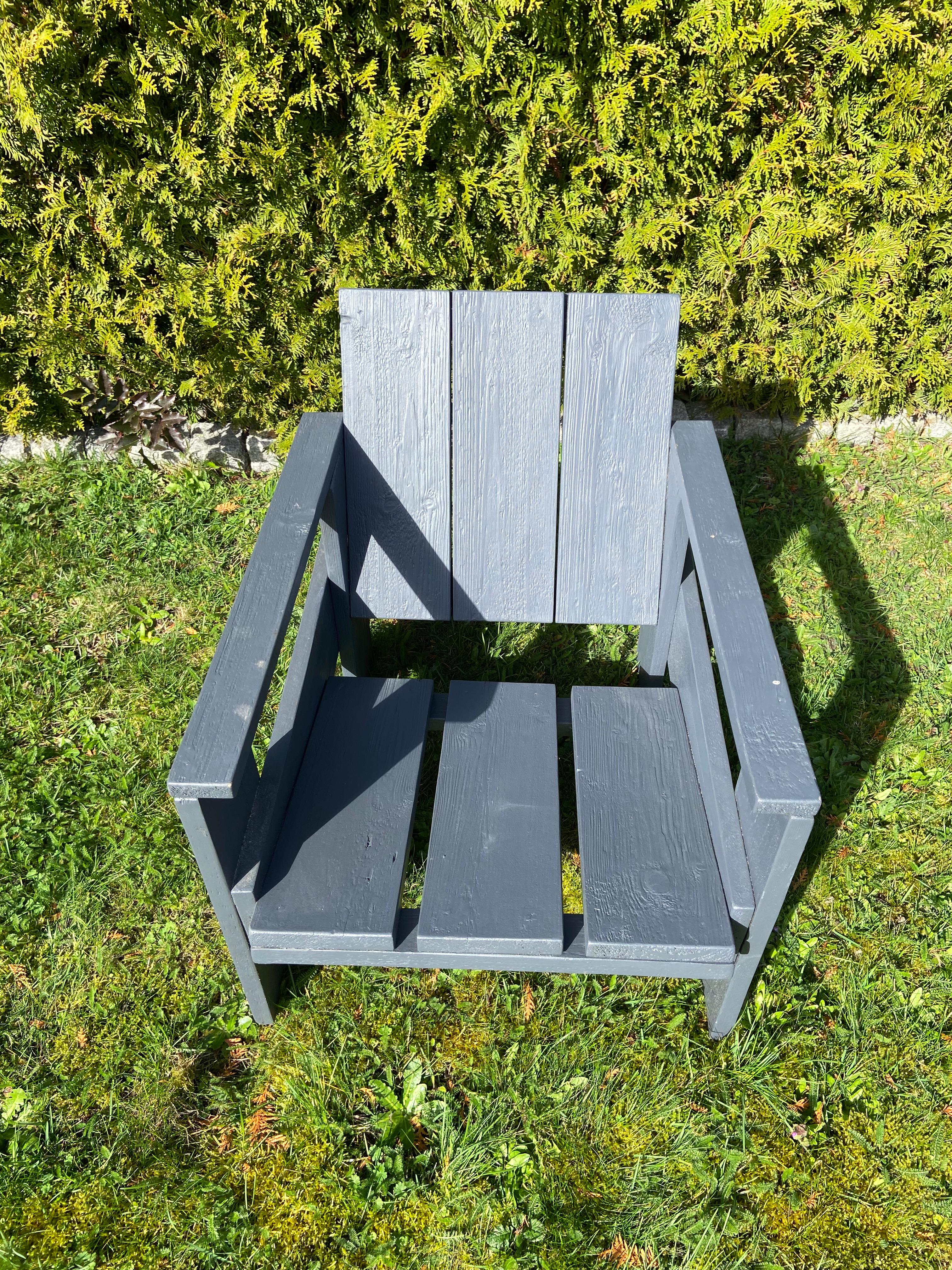 Art Deco Crate Armchair Grey For Sale