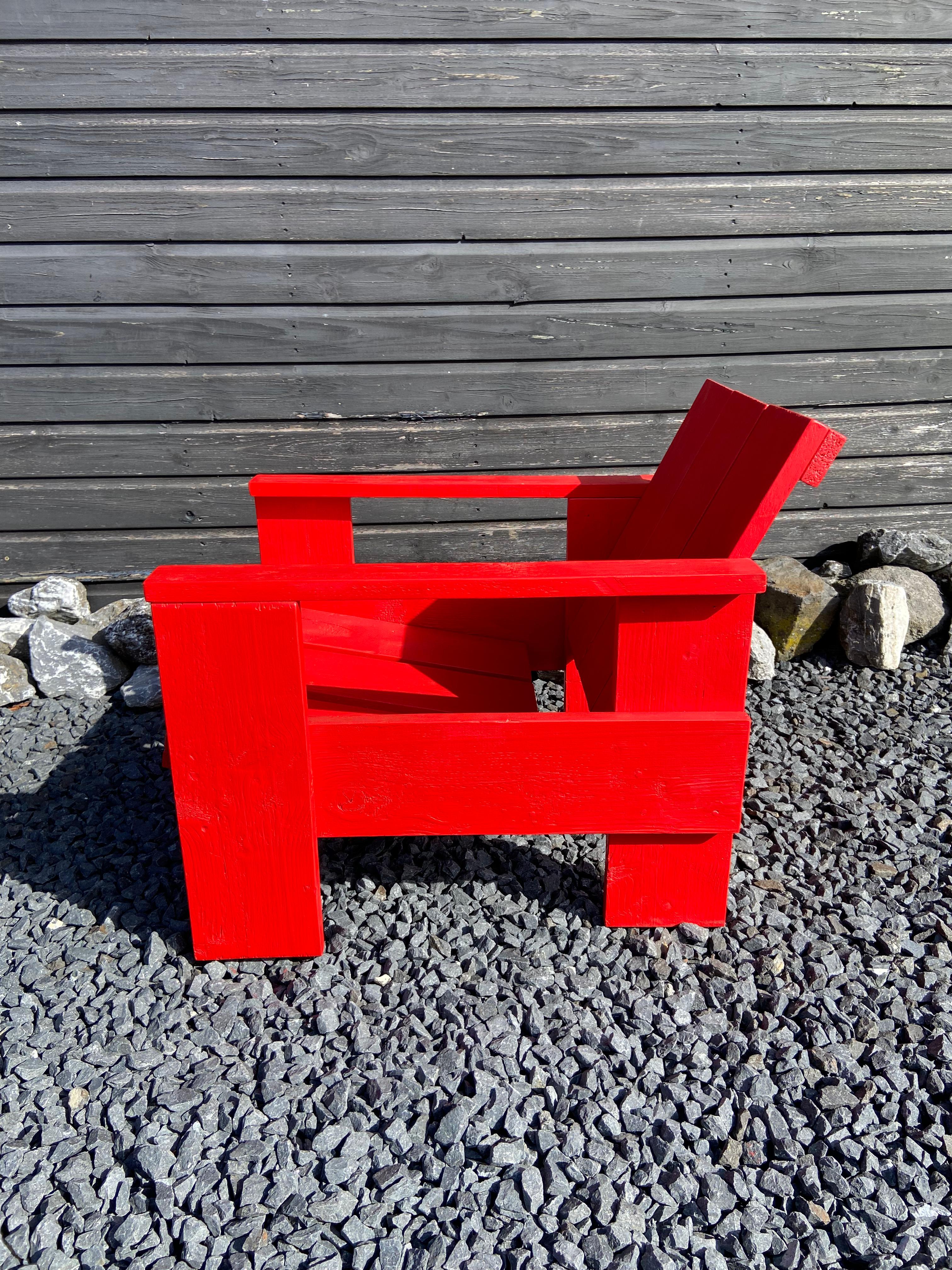 Art Deco Crate Armchair Red