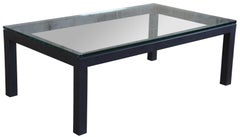 Crate & Barrel Modern Parsons Rectangular Glass & Steel Coffee Table MCM