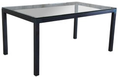 Crate & Barrel Modern Parsons Rectangular Glass & Steel Dining Table Desk MCM 48