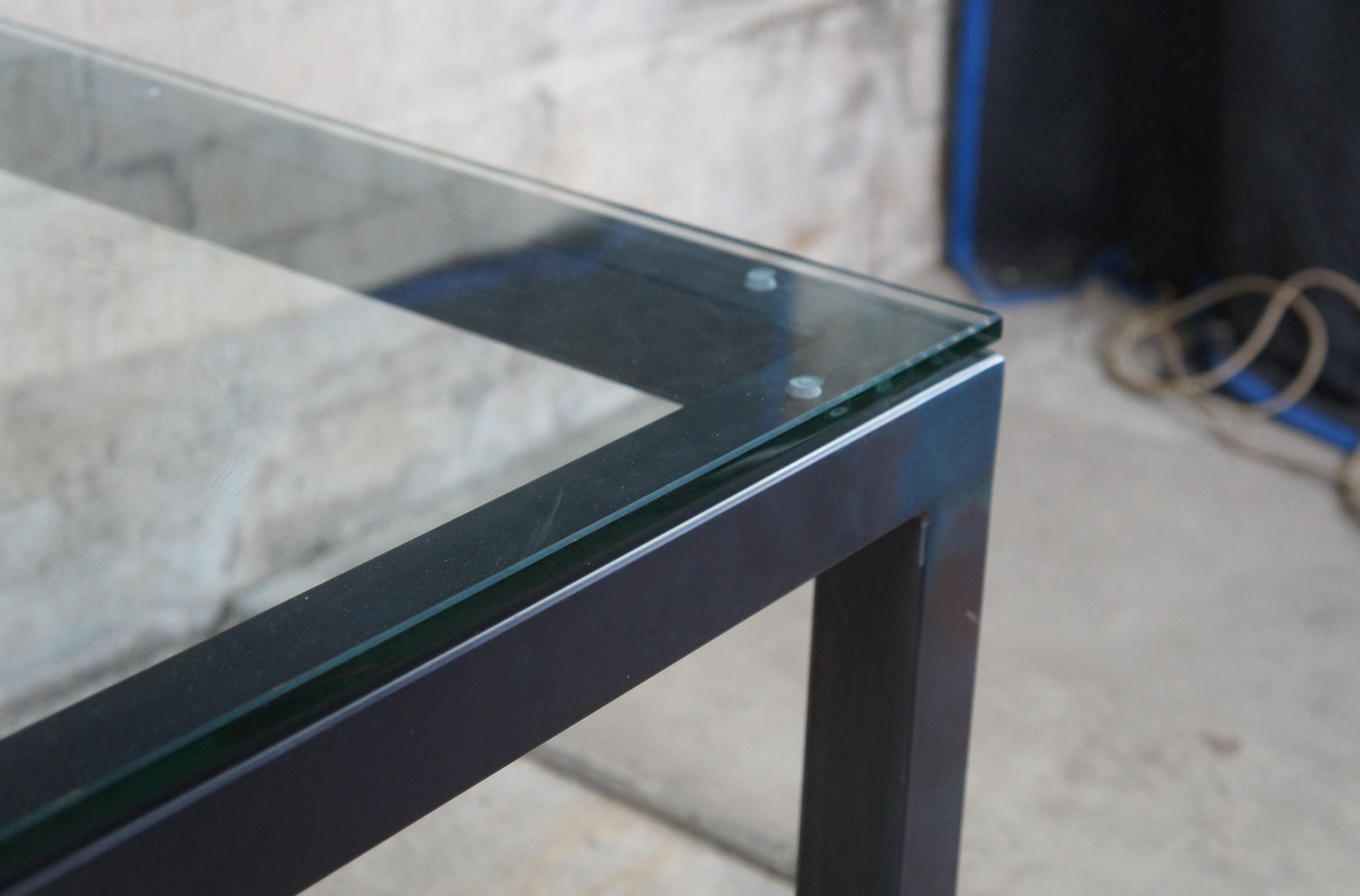20th Century Crate & Barrel Modern Parsons Rectangular Glass & Steel Dining Table Desk MCM 48