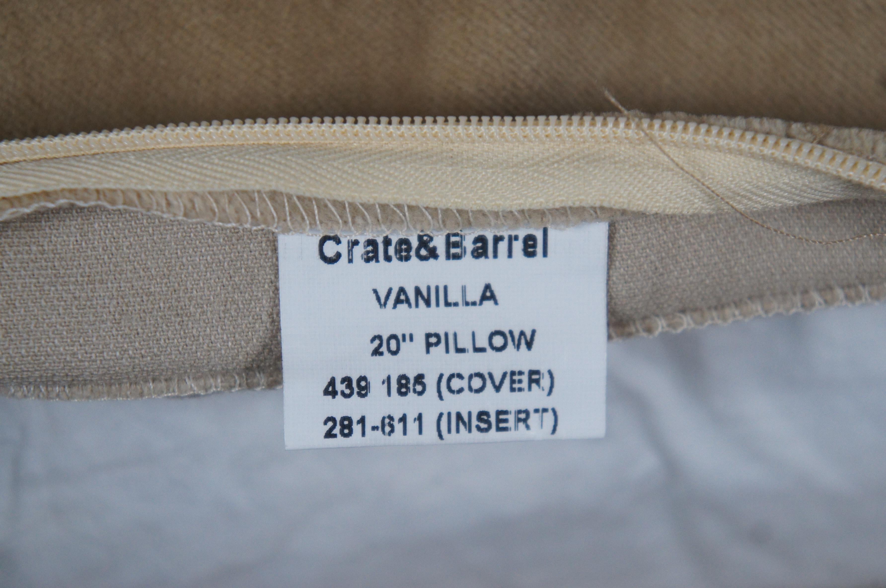 Crate & Barrel Vanilla Velour Down Filled Lumbar Throw Pillow Cushion 20
