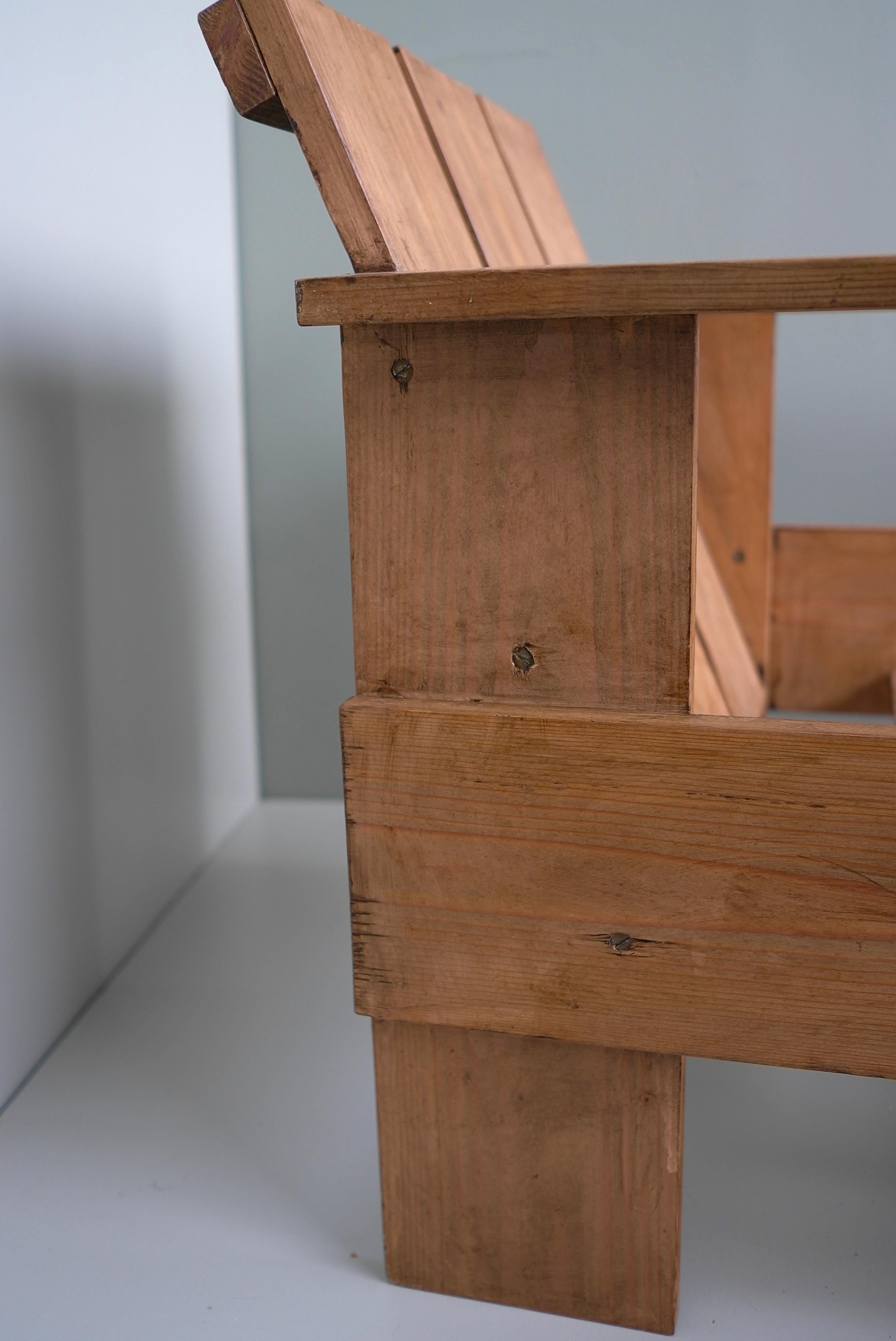 Pine Crate Chair in style of Gerrit Rietveld, The Netherlands 1960's For Sale