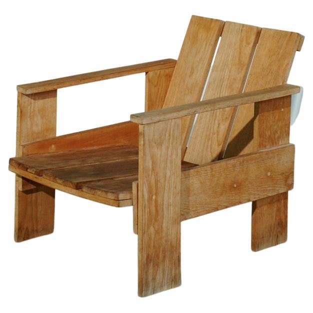 Chaise Crate en bois, attribuée à Gerrit Rietveld