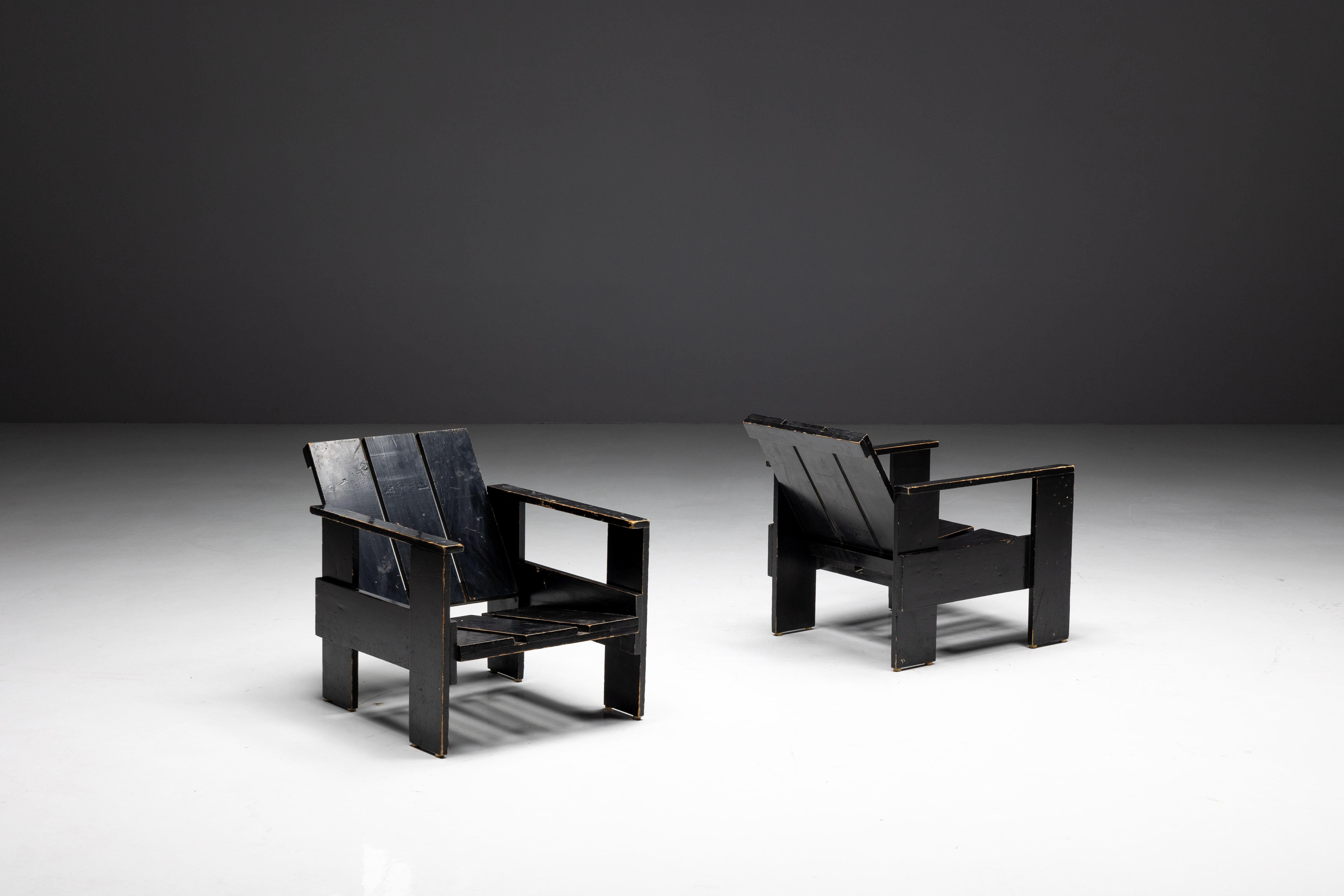 Crate Chairs by Gerrit Rietveld, Netherlands, 1940s In Good Condition For Sale In Antwerp, BE