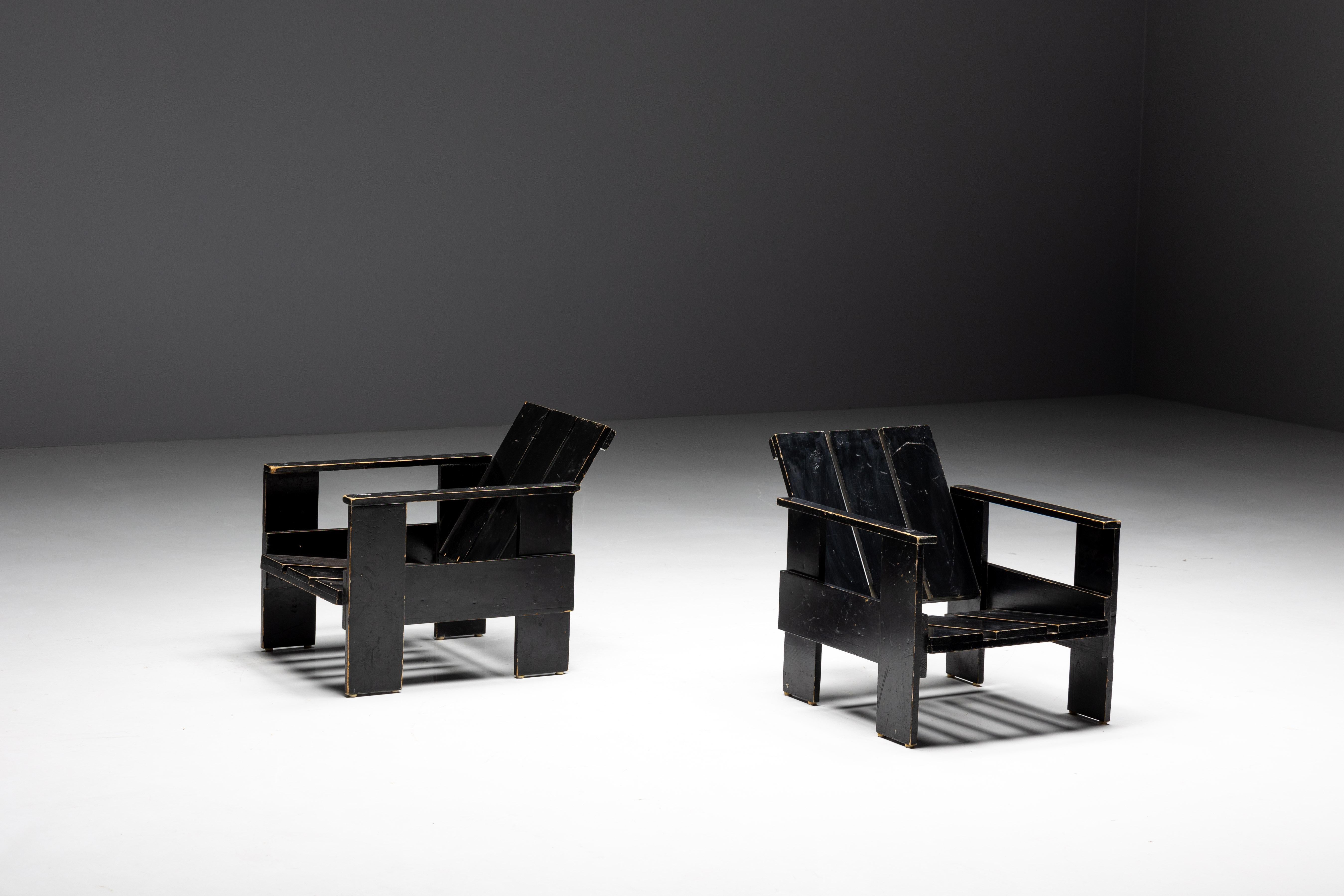 Mid-20th Century Crate Chairs by Gerrit Rietveld, Netherlands, 1940s For Sale