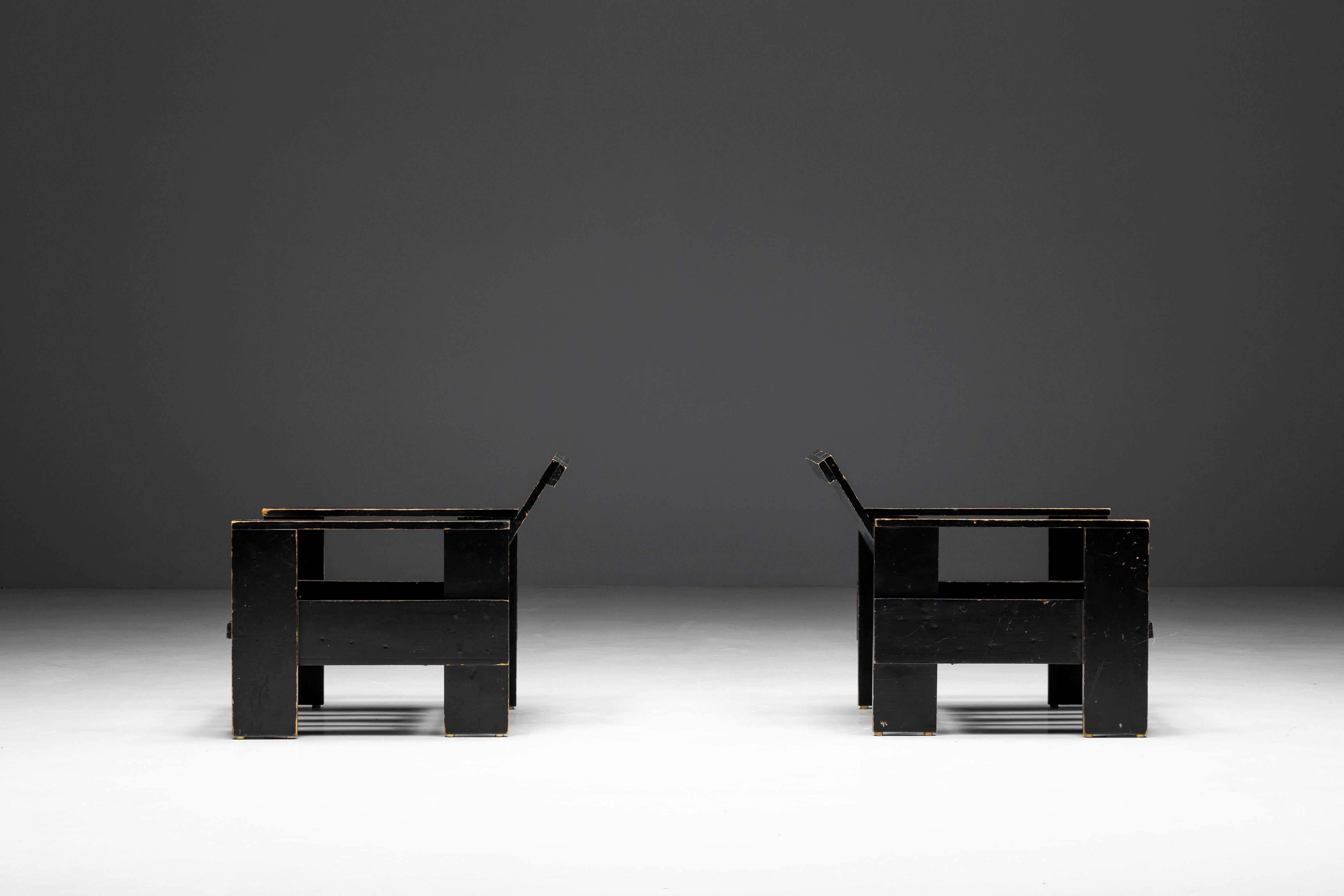 Wood Crate Chairs by Gerrit Rietveld, Netherlands, 1940s For Sale