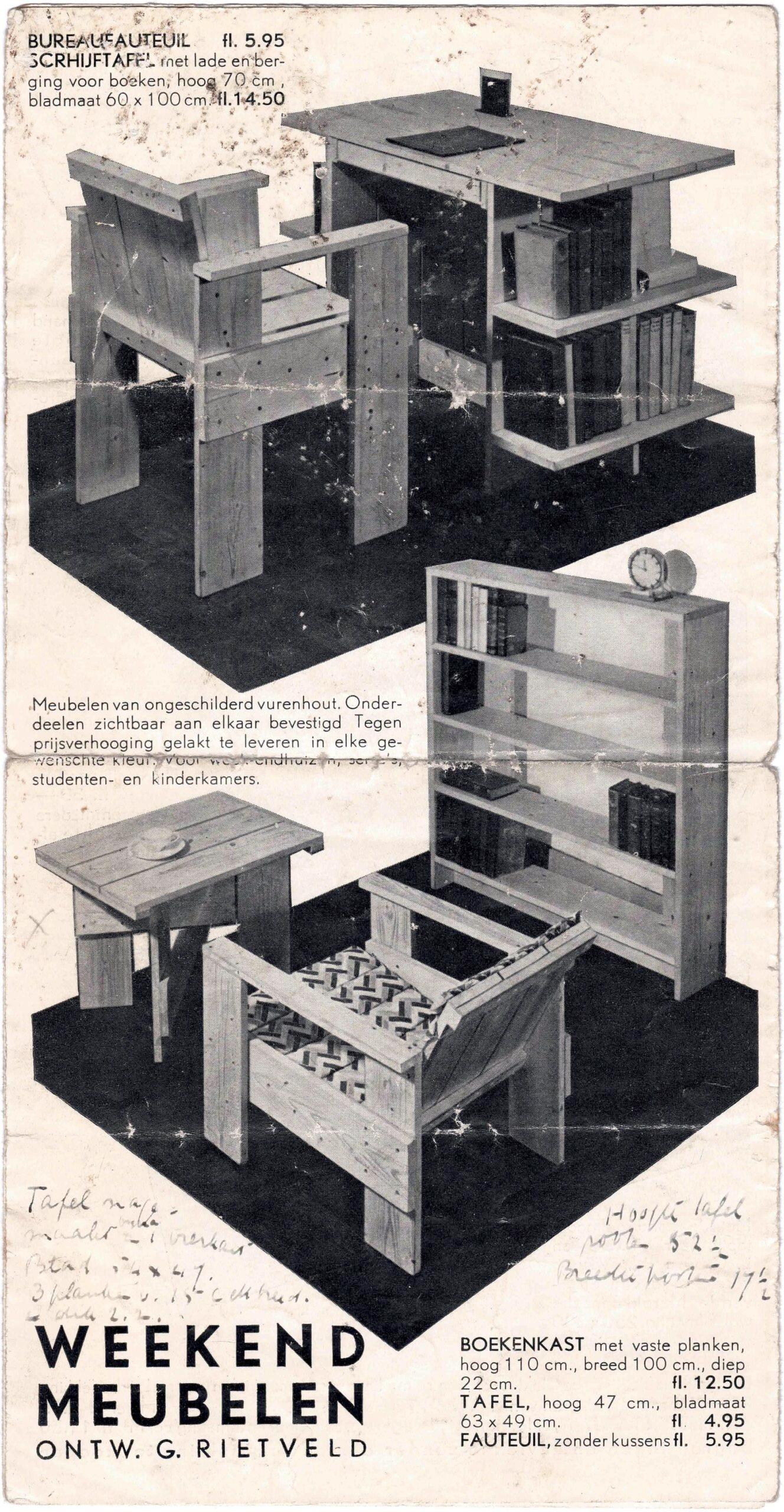 Crate-Schreibtisch von Gerrit Rietveld, entworfen in den 1930er Jahren in den Niederlanden 6