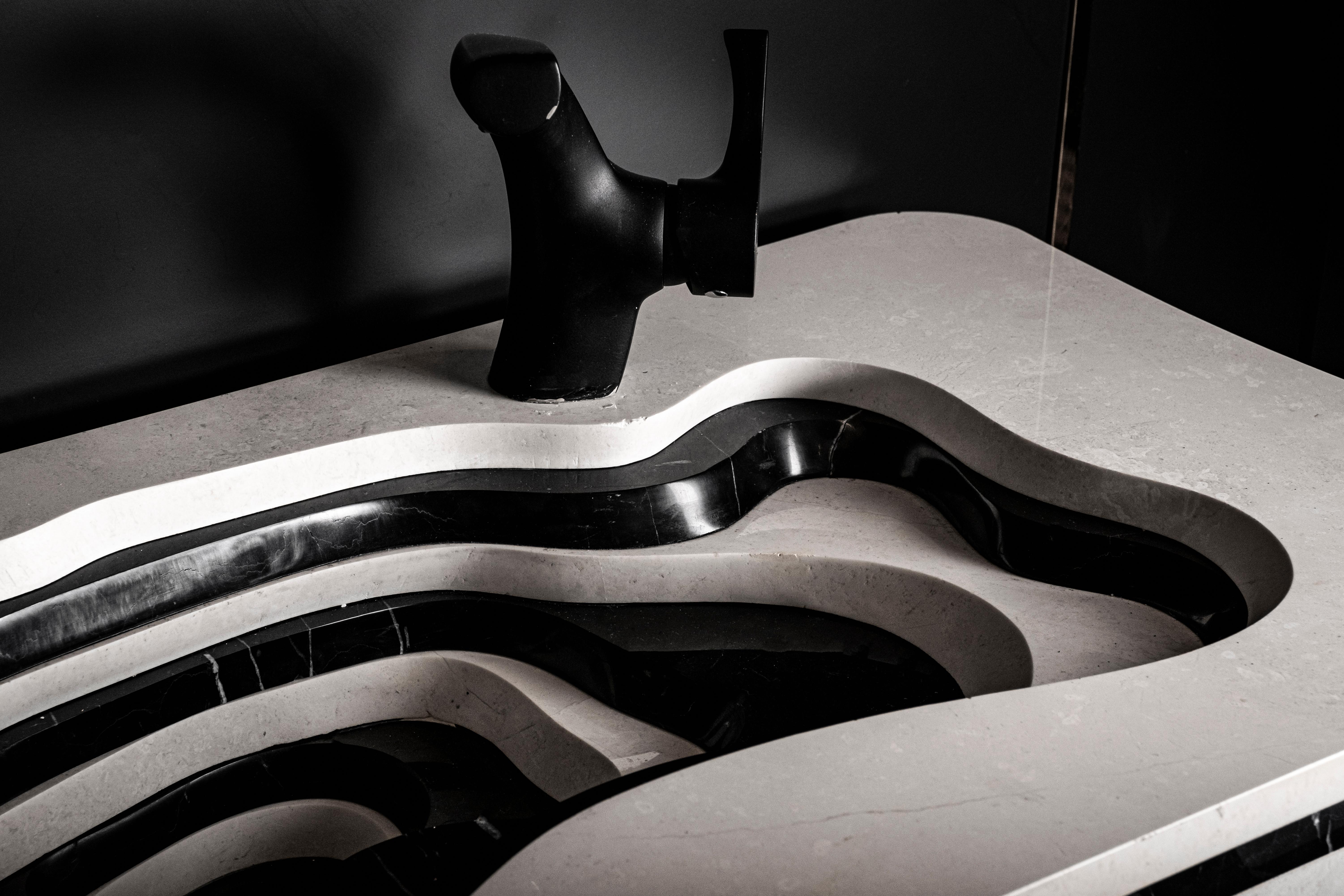 Metal Crater Mini Marble Sink For Sale