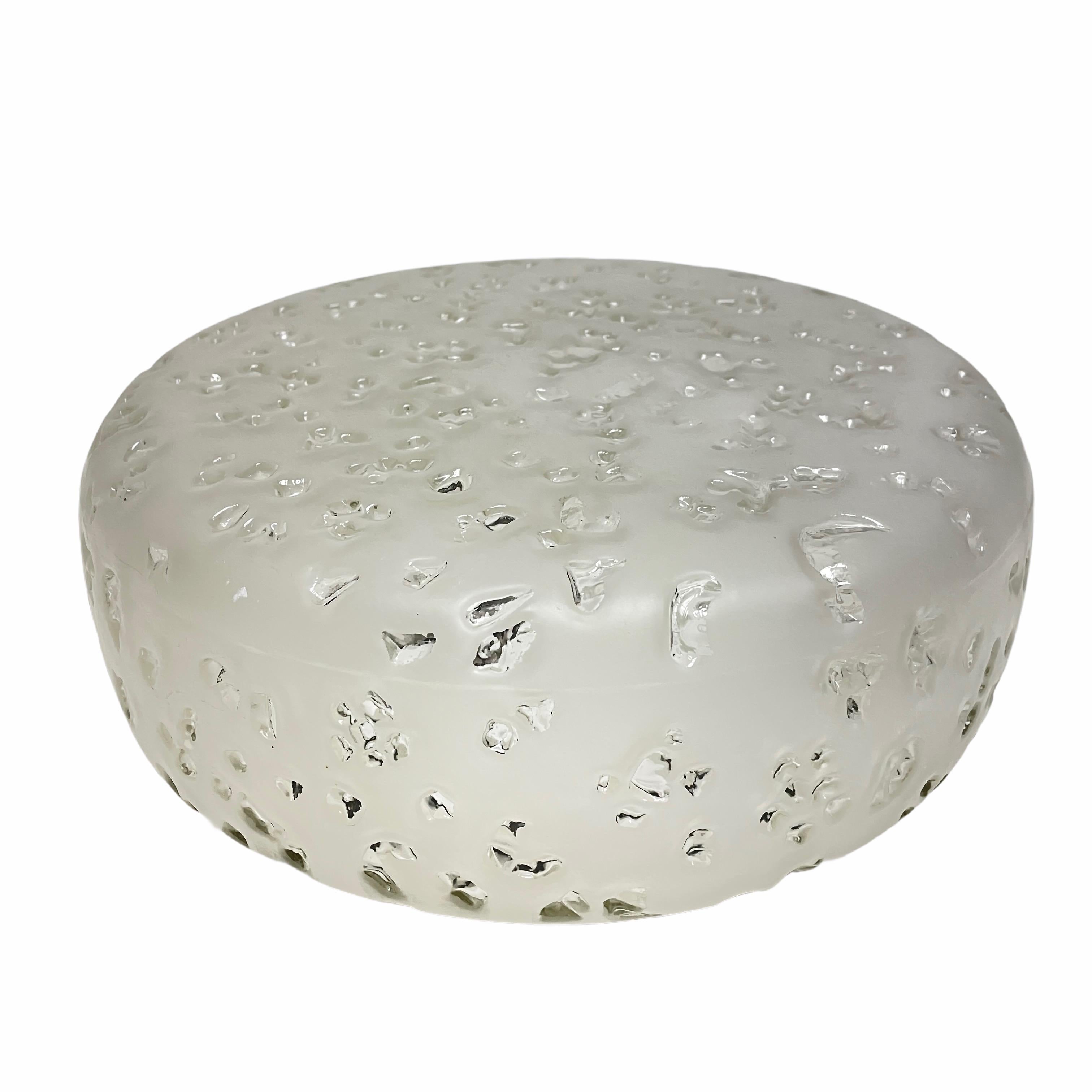 Crater Pattern Satin Glass Hillebrand Flush Mount Midcentury, 1960s In Good Condition For Sale In Nuernberg, DE