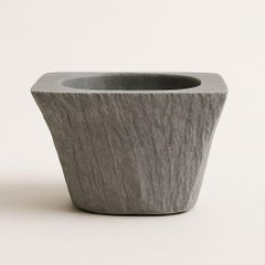 Crater Unique Sculptural Bowl in Carved Grey Marble by Andres Monnier
