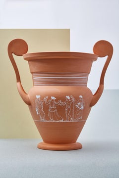 Cratera, Decorated Terracotta Vessel, Classic Greek ceramic Inspiration