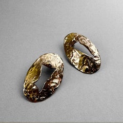 Cratere Oval Perforated Earrings in Bronze by Lo Studiolo Genève